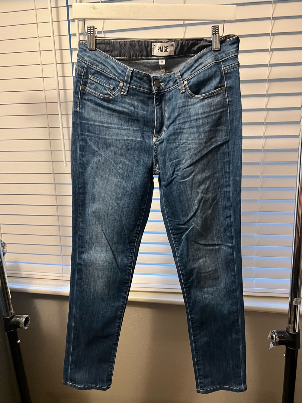PAIGE Women's Blue Skinny Jeans with Subtle Fade